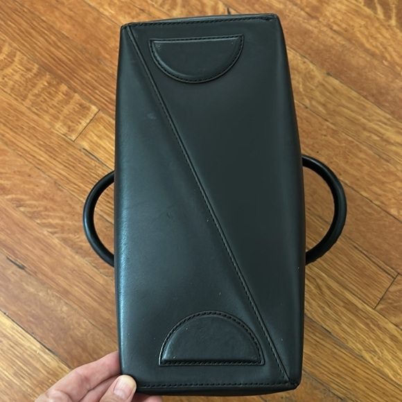 Diane Von Furstenberg Charcoal Grey and Gold Satchel with Structured Design - Picture 11 of 12